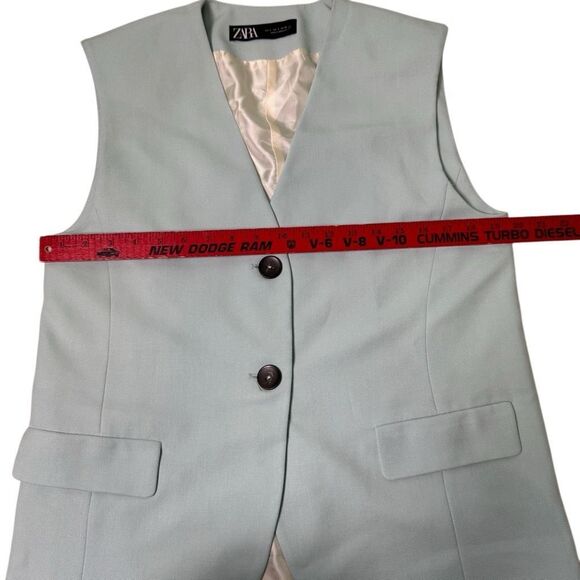 Zara Oversized Collarless Teal Vest Women’s Size Small - Picture 3 of 5
